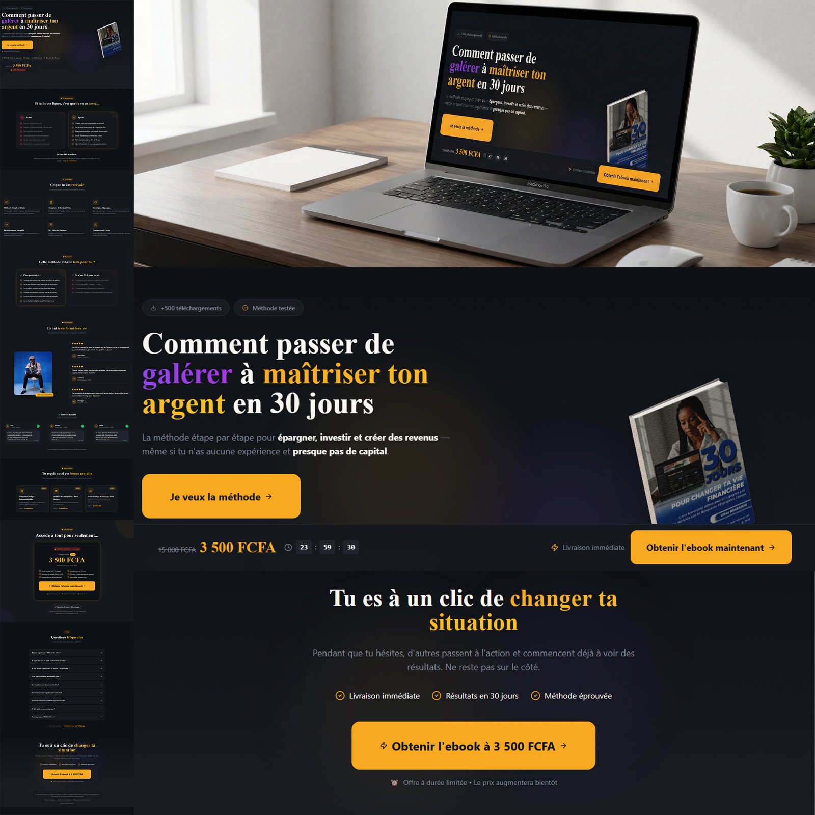 Landing page ebook réalisée avec l'IA